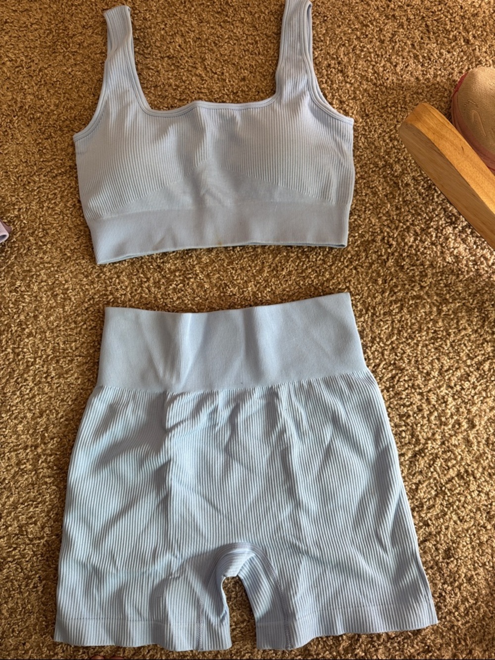 Seamless Light Blue Athletic Shorts for Women